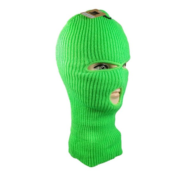 Winter Clearance Sale 2 FOR $15.00 Neon Green 3 Hole Winter Ski Mask Face Mask - Picture 3 of 4